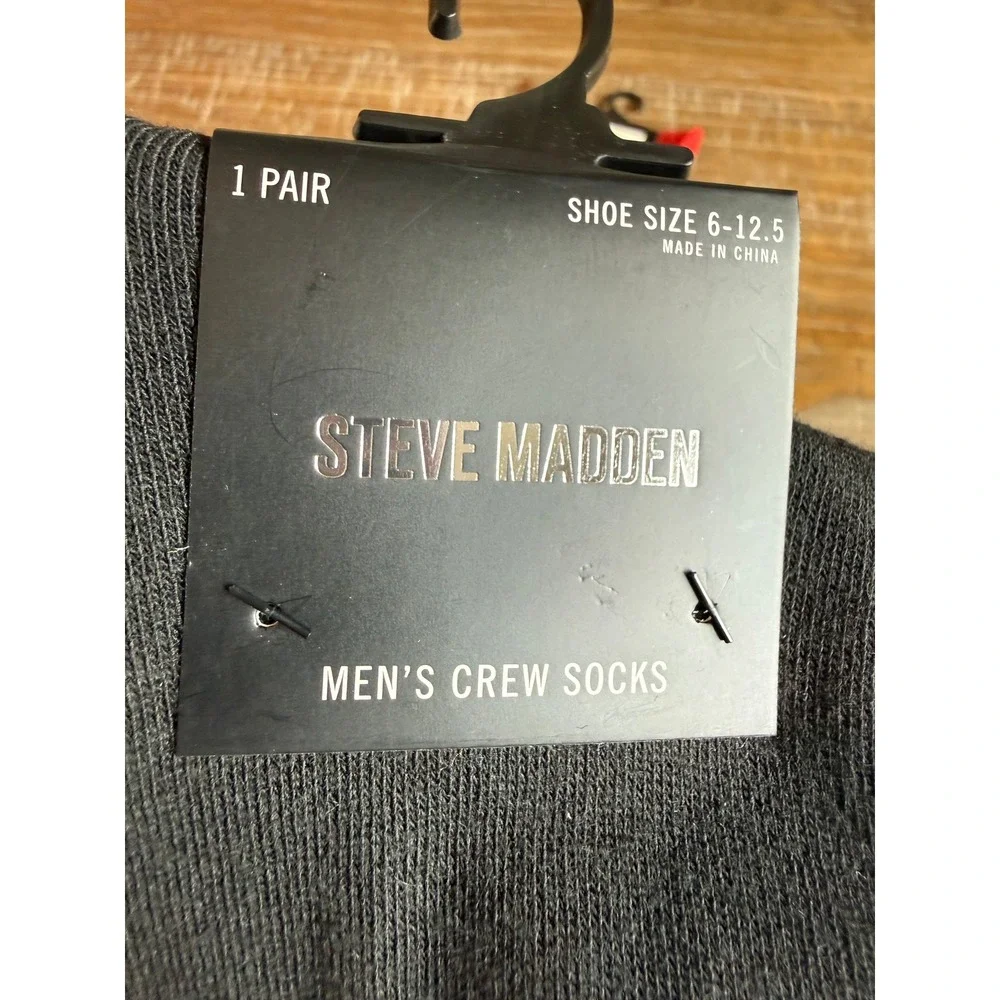 NWT Steve Madden Mens Crew Socks LOT Rose Skateboard Grey Black‎ 6-12.5 Novelty
